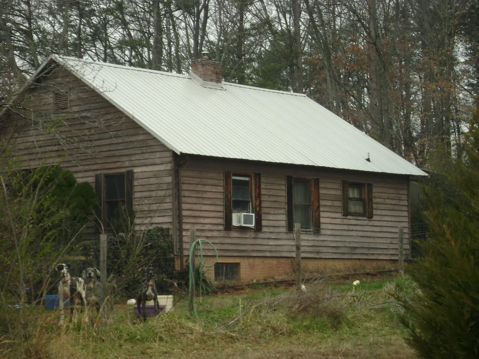 White metal roof on an old wood sided farmhouse, from a Asphalt Shingle Roof Repair job in Port Matilda
